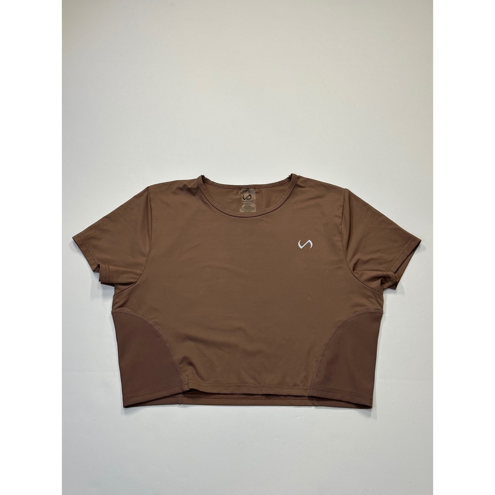 TLF Take Life Further Womens Micro Mesh Short Sleeve Tee Dark Oak Brown Small